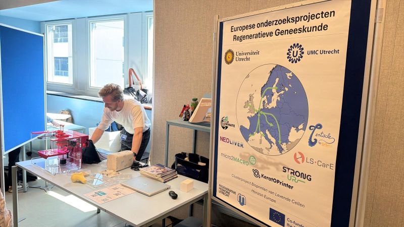 Stand presenting European research projects in regenerative medicine