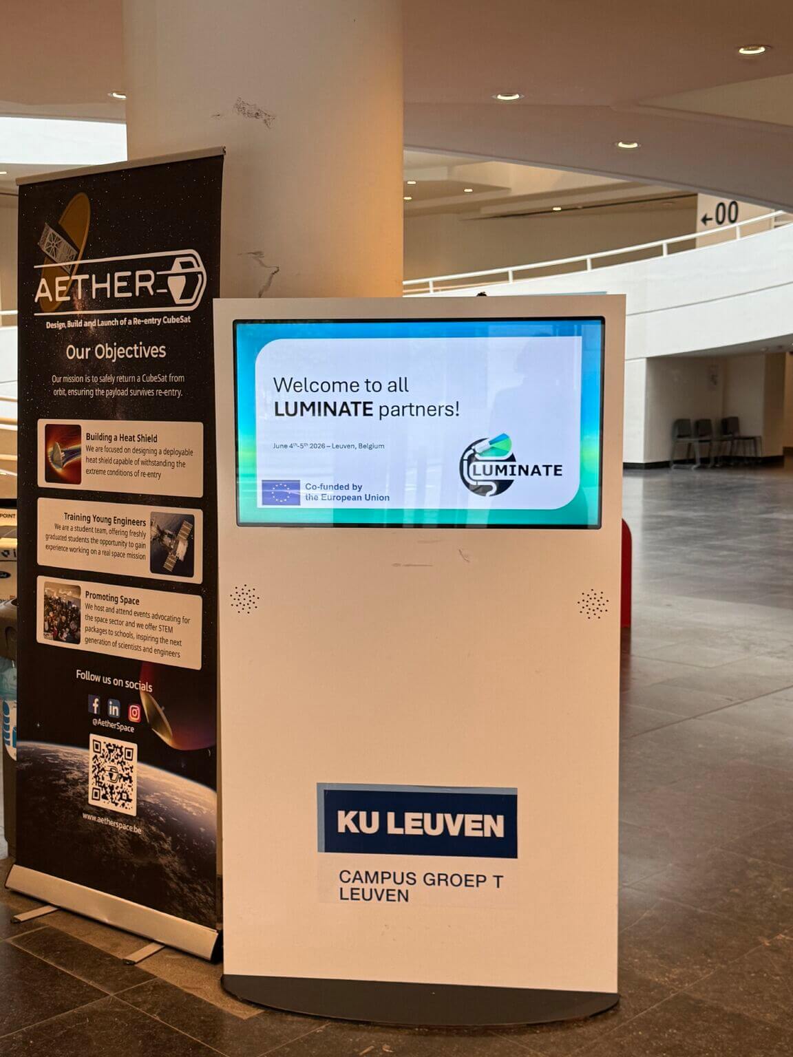 Welcome screen for the LUMINATE partners at KU Leuven, Campus Groep T